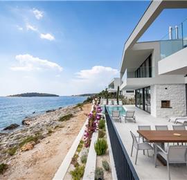 3 x 5 bedroom seafront villa with heated infinity pool near Rogoznica, sleeps 10